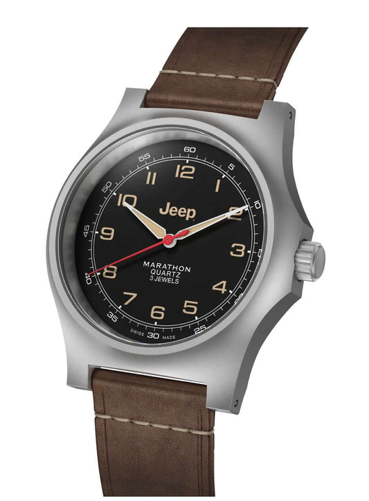 Marathon Jeep Watch, Preorder! 41MM JEEP® WILLYS SSGPQ The 41mm Jeep® Willys SSGPM takes inspiration from both Jeep and the original Marathon field watch issued in 1941, developed for use by infantry and officers.