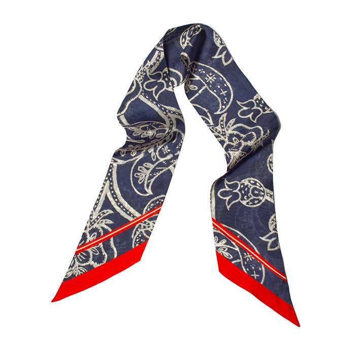 Embroidery blue twilly