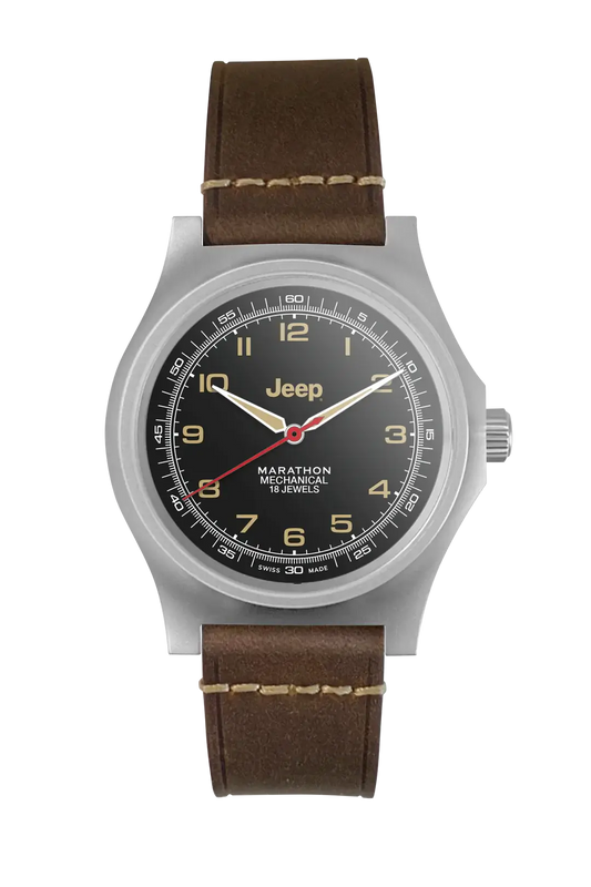 Marathon Jeep Watch, Preorder! 41MM JEEP® WILLYS SSGPM The 41mm Jeep® Willys SSGPM takes inspiration from both Jeep and the original Marathon field watch issued in 1941, developed for use by infantry and officers.