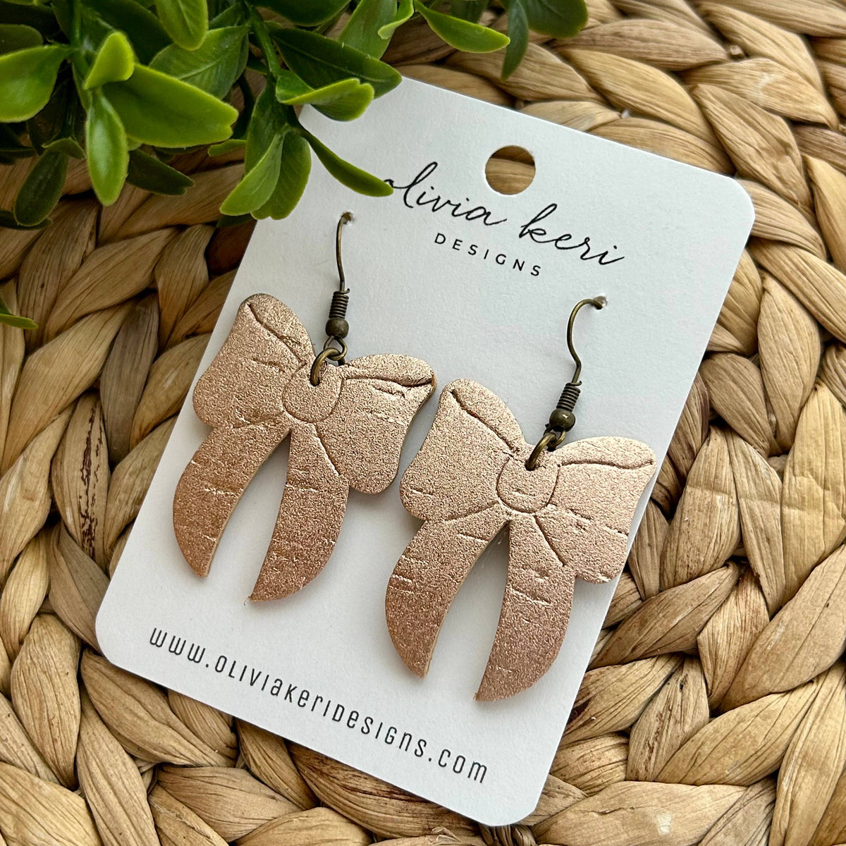 Bow Earrings - Rose Gold Cork