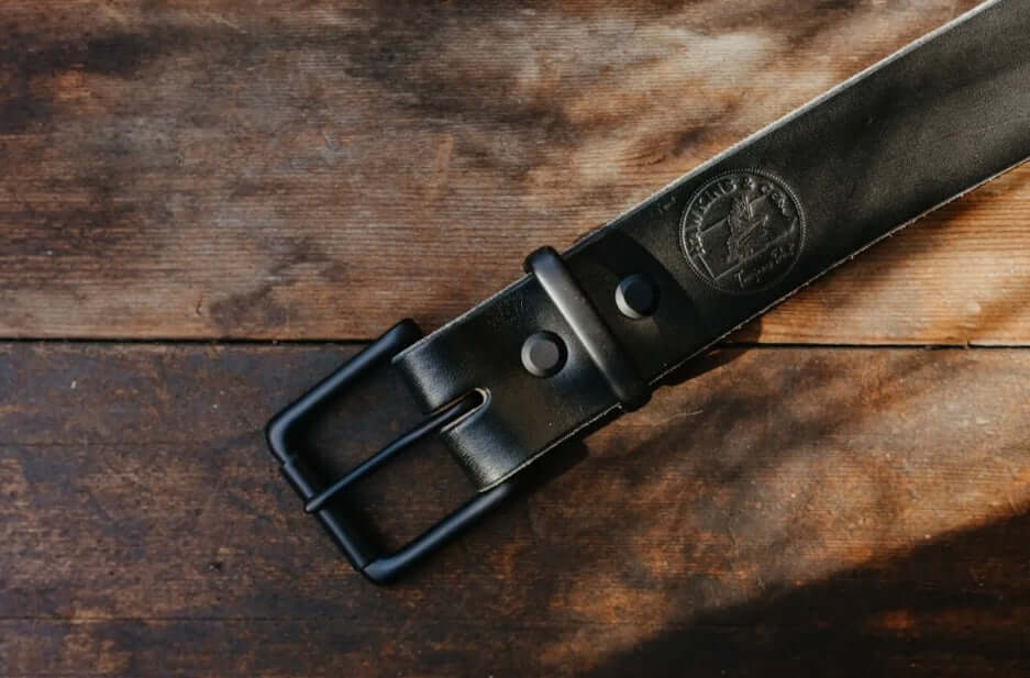 Hawkins & Co. Belt | Black PVD Hardware Hawkins & Co. Belt Discover the long-lasting of our real full grain leather belts, proudly crafted in the USA. Our full grain veg tan leather is sourced from Pennsylvania, supporting local businesses and veteran lab