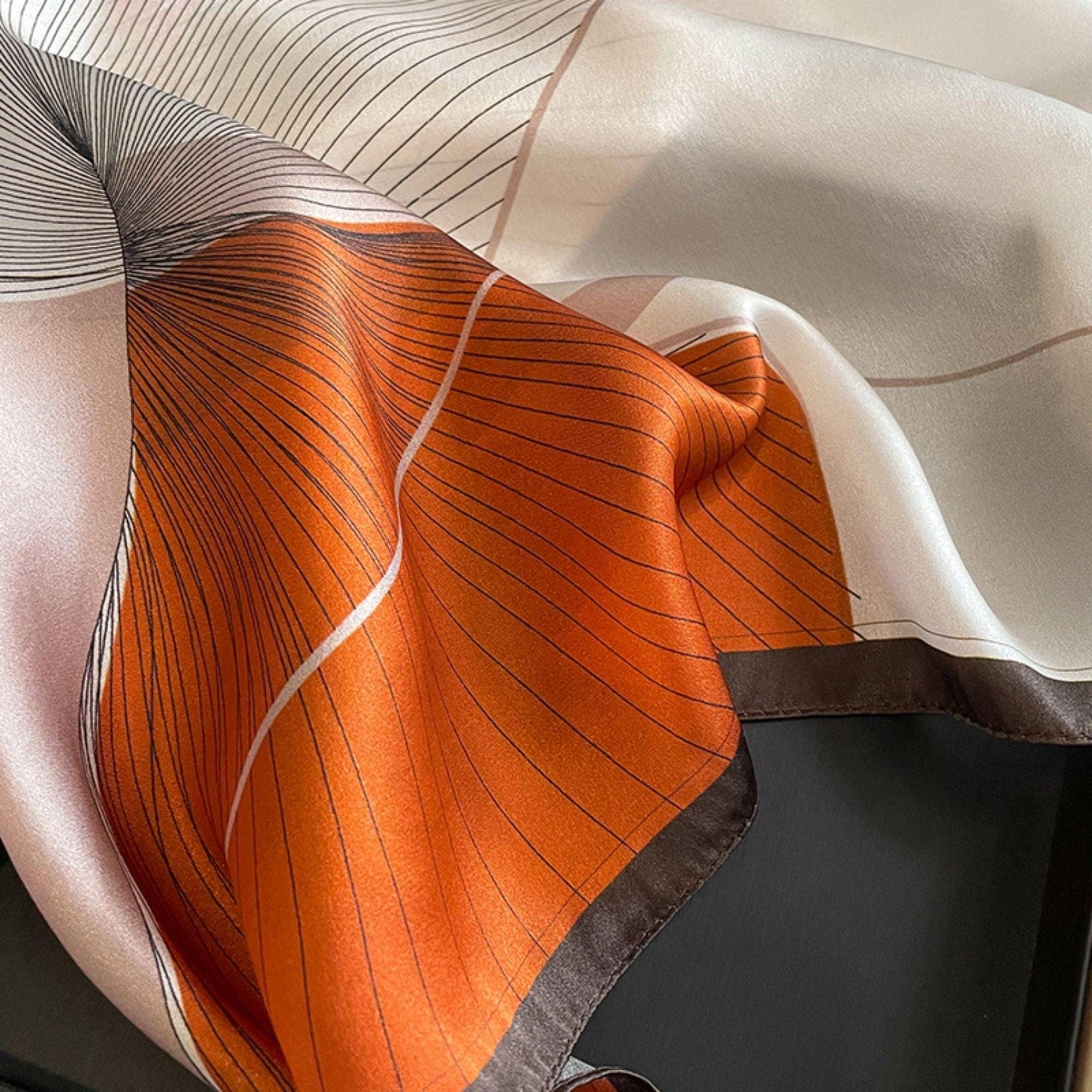 Striped Pattern Silk Scarf/100% mulberry Silk Scarf
