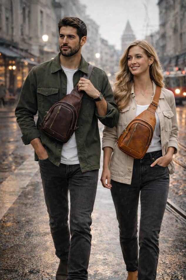 Genuine Leather Crossbody Bag, Leather Sling Bag