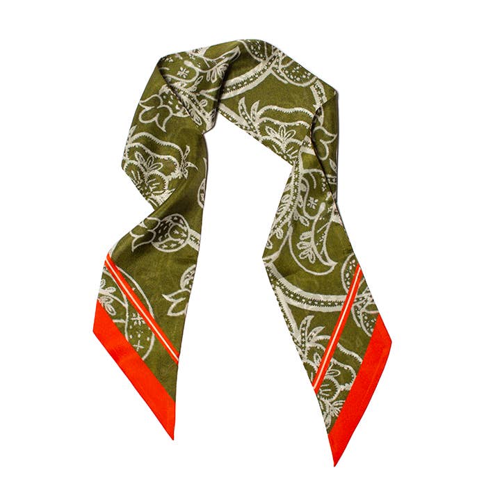 Embroidery green twilly