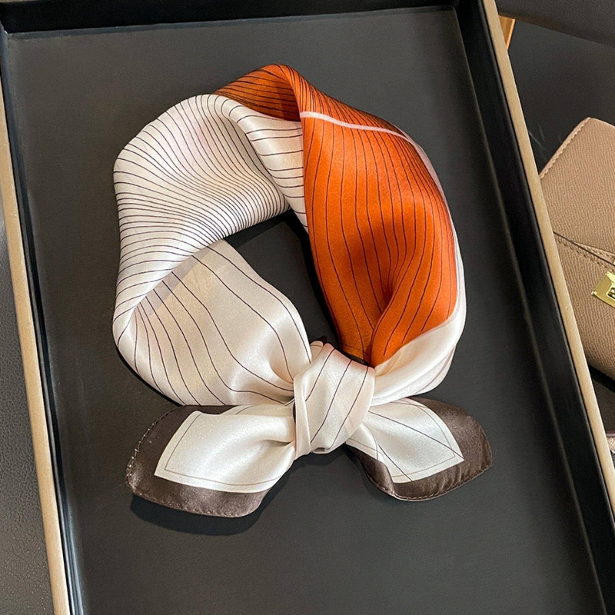Striped Pattern Silk Scarf/100% mulberry Silk Scarf
