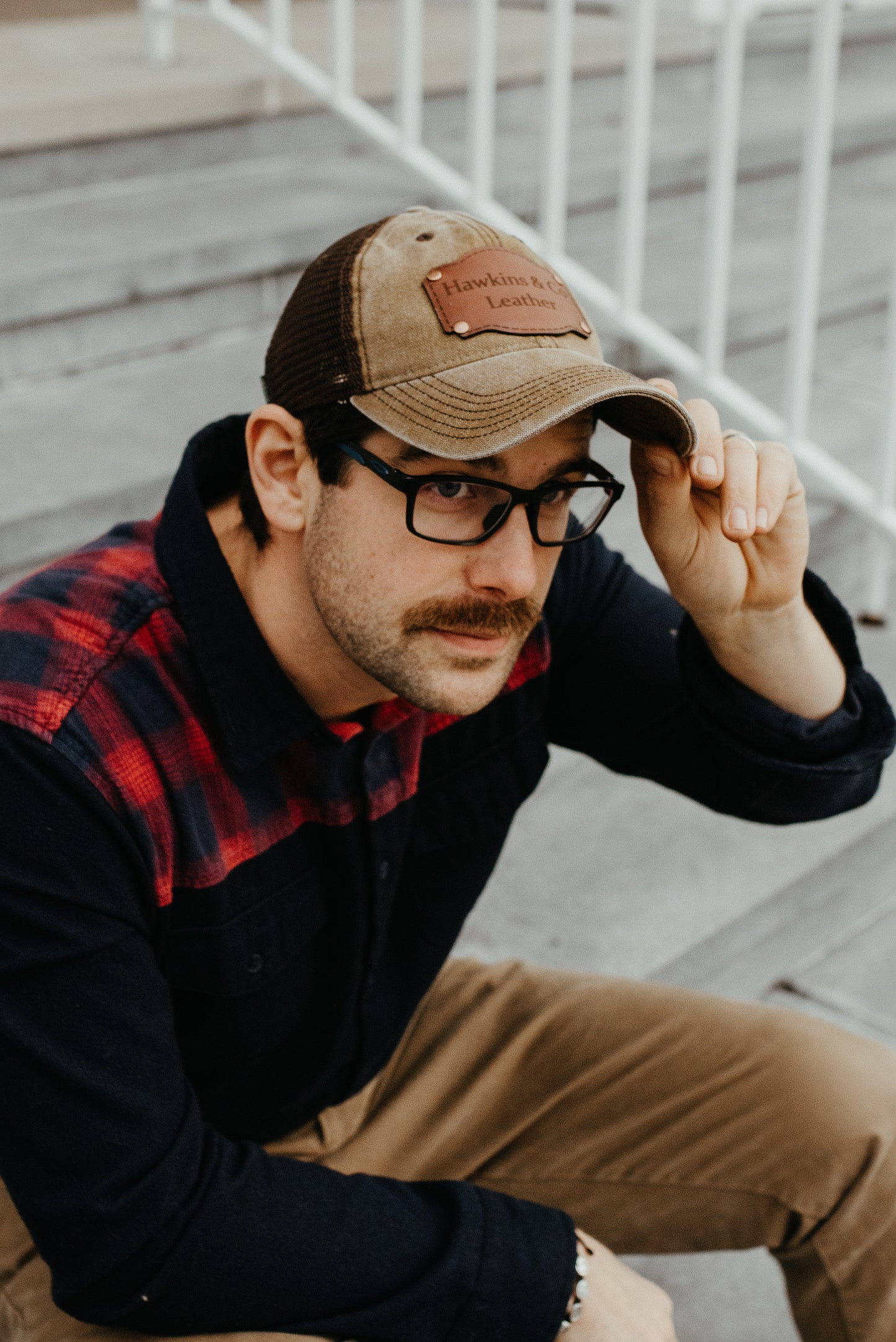 Hawkins Trucker Leather Patch Hat