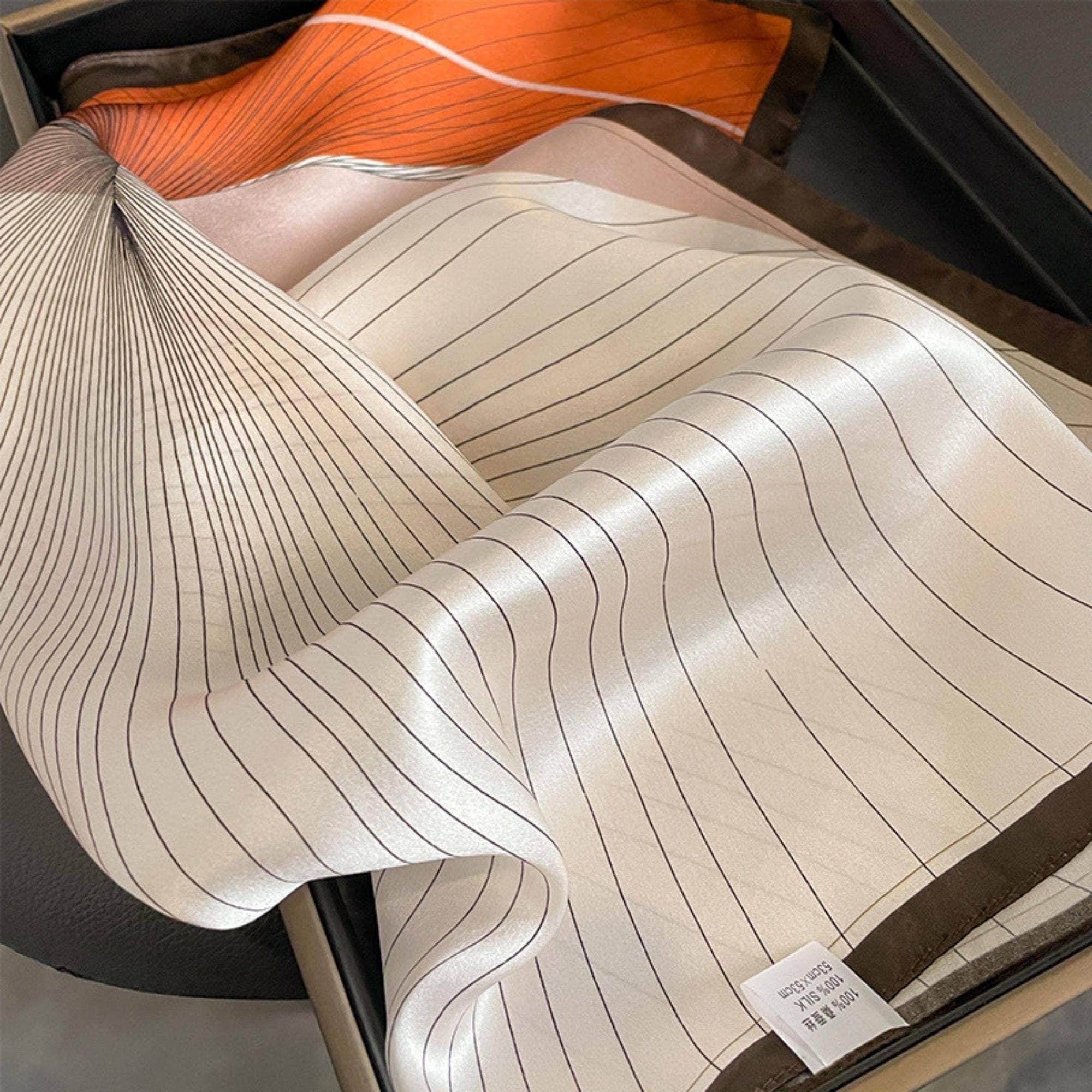 Striped Pattern Silk Scarf/100% mulberry Silk Scarf
