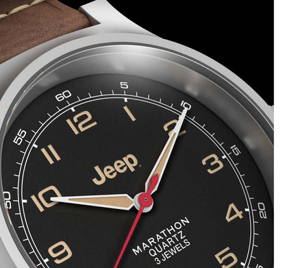 Marathon Jeep Watch, Preorder! 41MM JEEP® WILLYS SSGPQ The 41mm Jeep® Willys SSGPM takes inspiration from both Jeep and the original Marathon field watch issued in 1941, developed for use by infantry and officers.