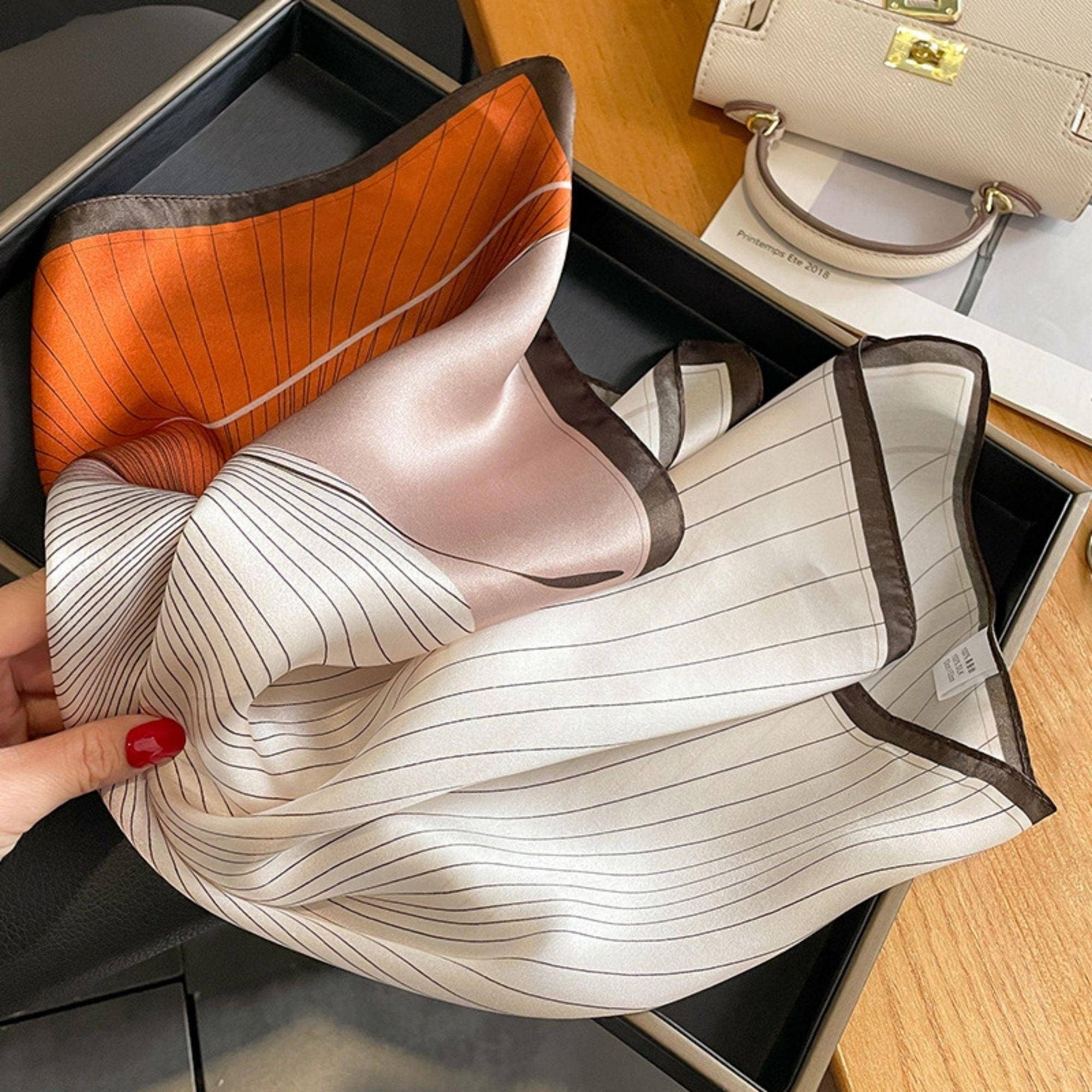 Striped Pattern Silk Scarf/100% mulberry Silk Scarf
