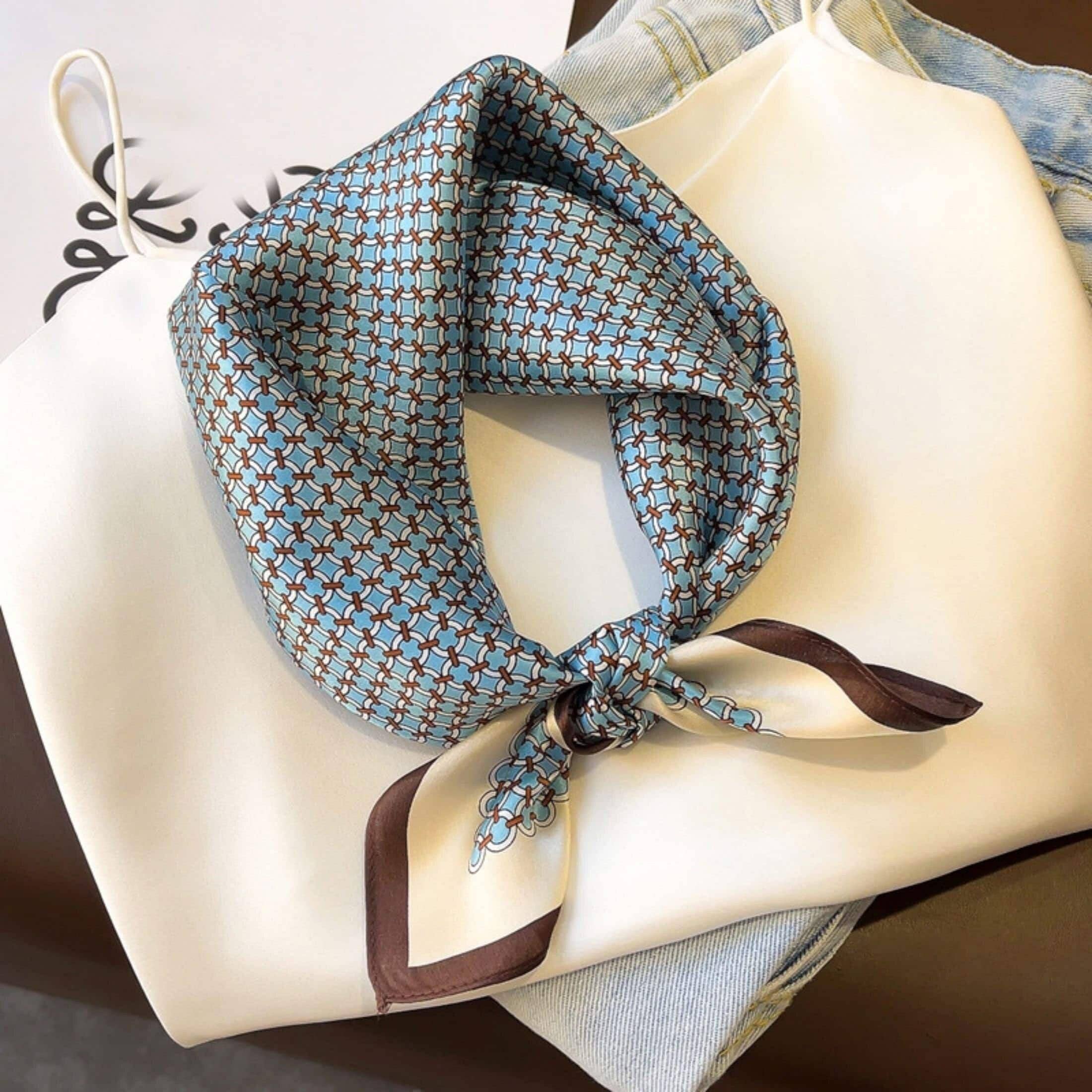 Blue Polka Dot 100% mulberry Silk Scarf/Silk head scarf/Silk hair scarf/Silk neck scarf/Mother's Day Gifts/Bag Accessory/Gift for her