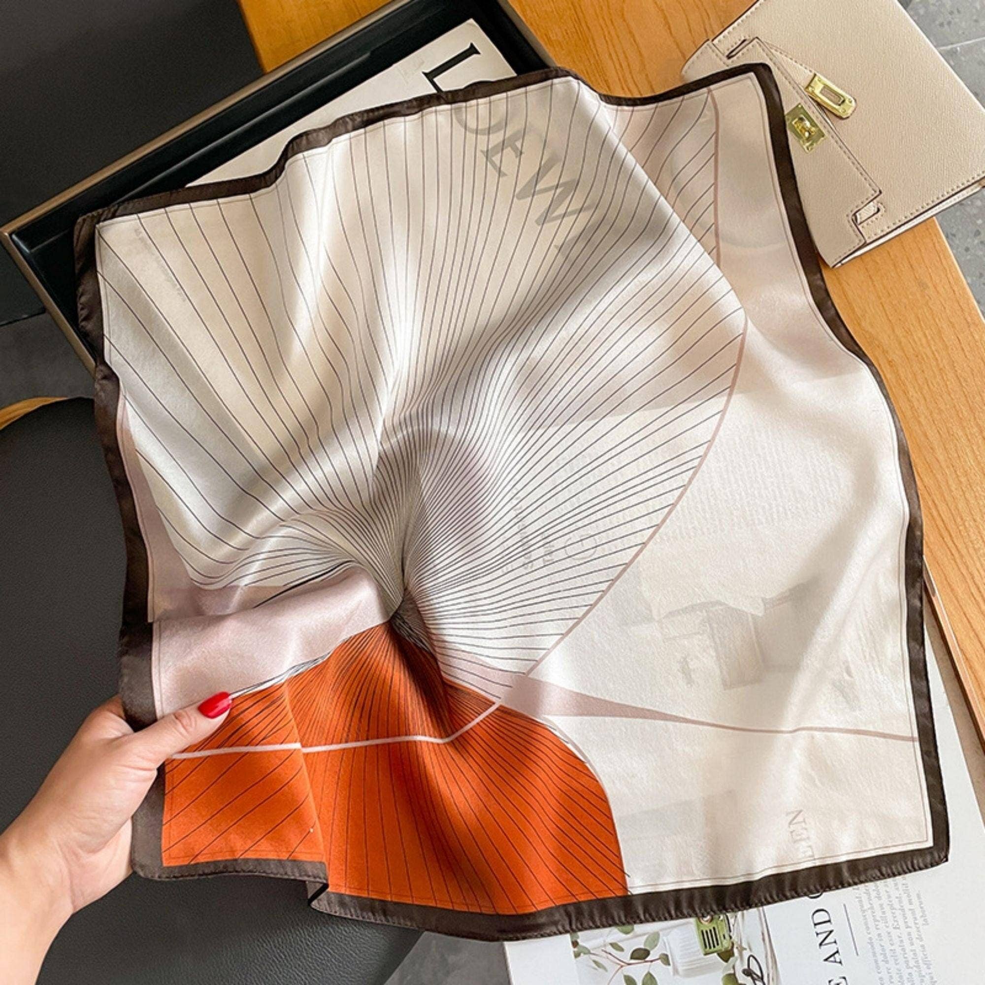 Striped Pattern Silk Scarf/100% mulberry Silk Scarf