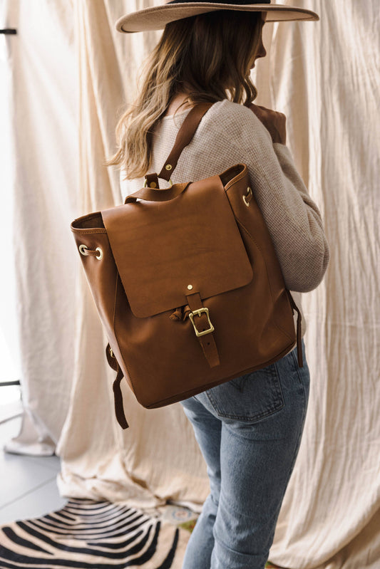 Leather Drawstring Backpack