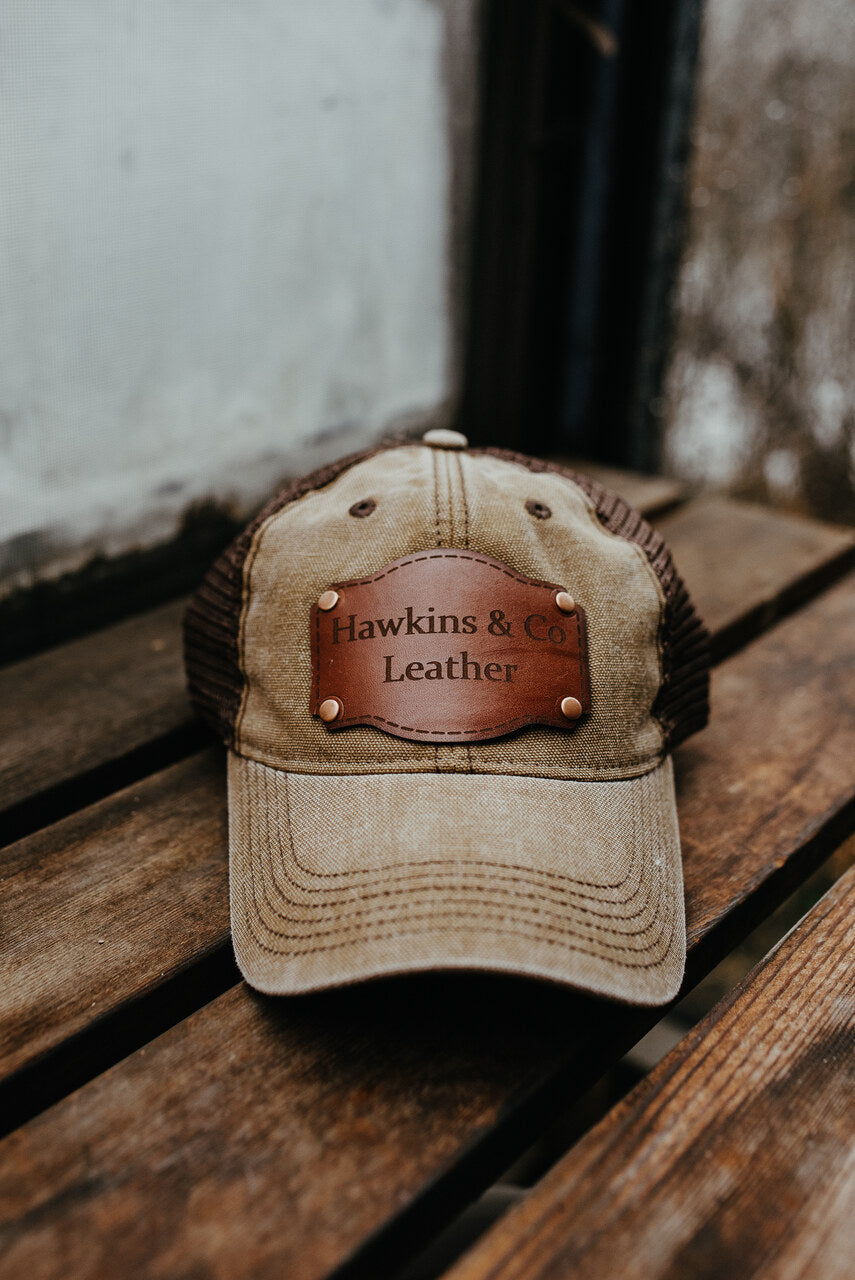 Hawkins Trucker Leather Patch Hat