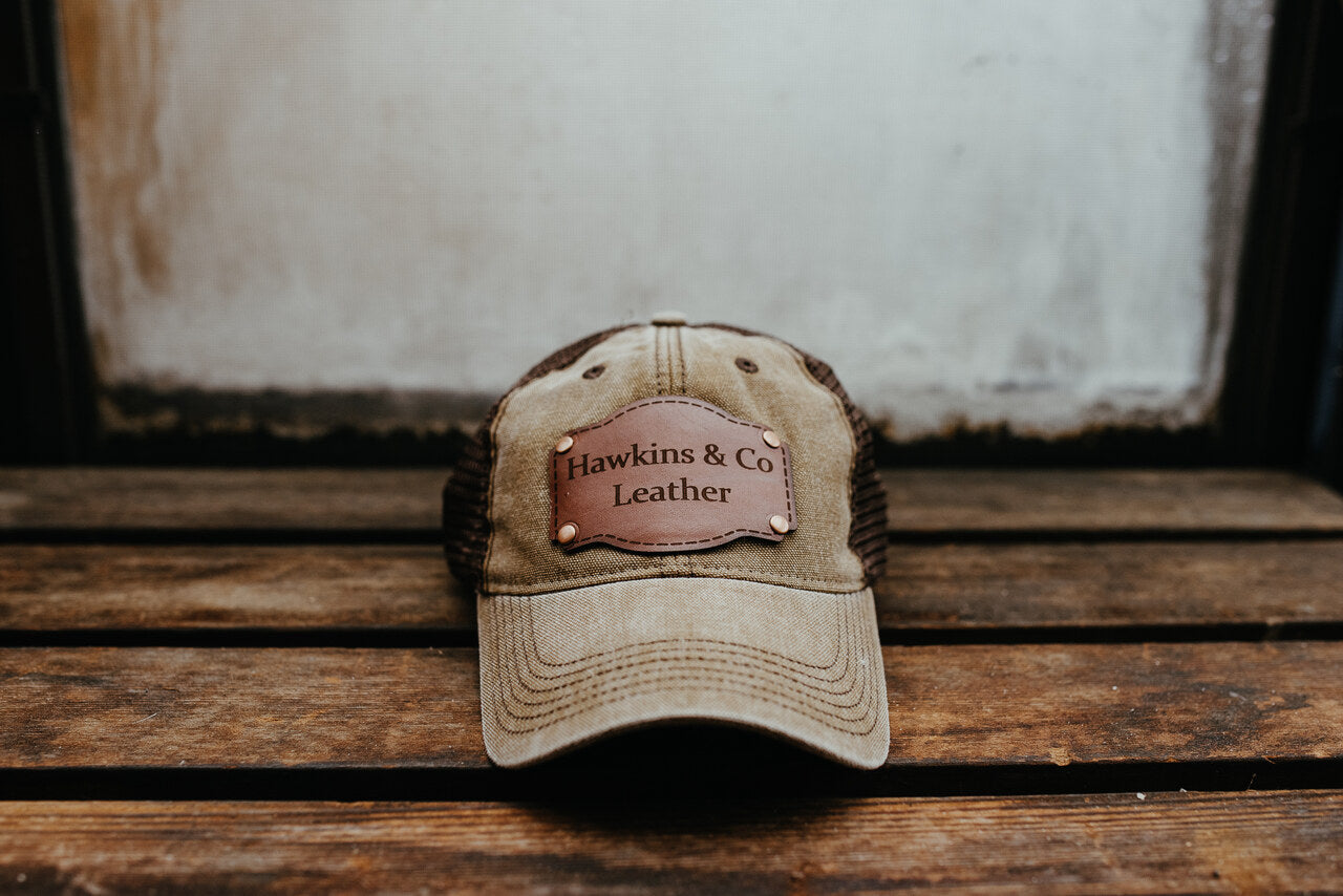 Hawkins Trucker Leather Patch Hat